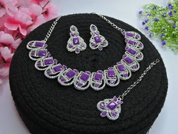 Purple designer premium festive wear necklace set 2