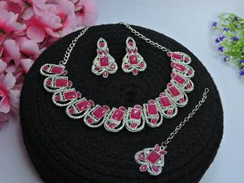 Red designer premium festive wear necklace set 2