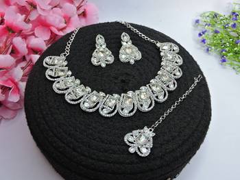 White designer premium festive wear necklace set 2