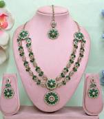 Green designer premium festive wear necklace set