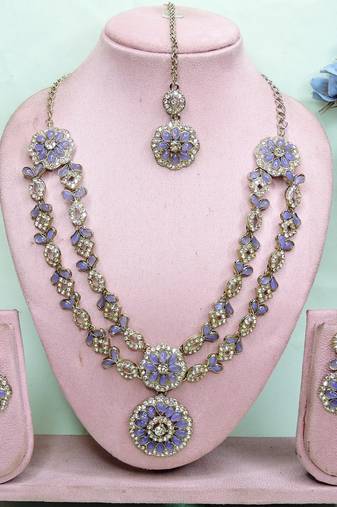 Purple designer premium festive wear necklace set