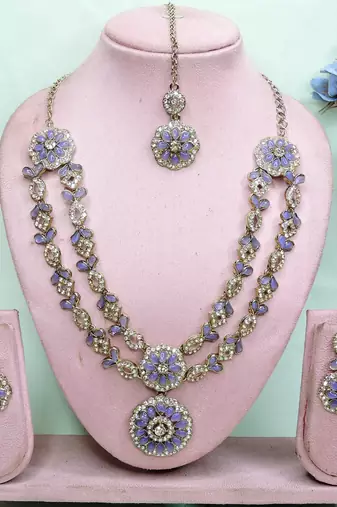 Purple designer premium festive wear necklace set