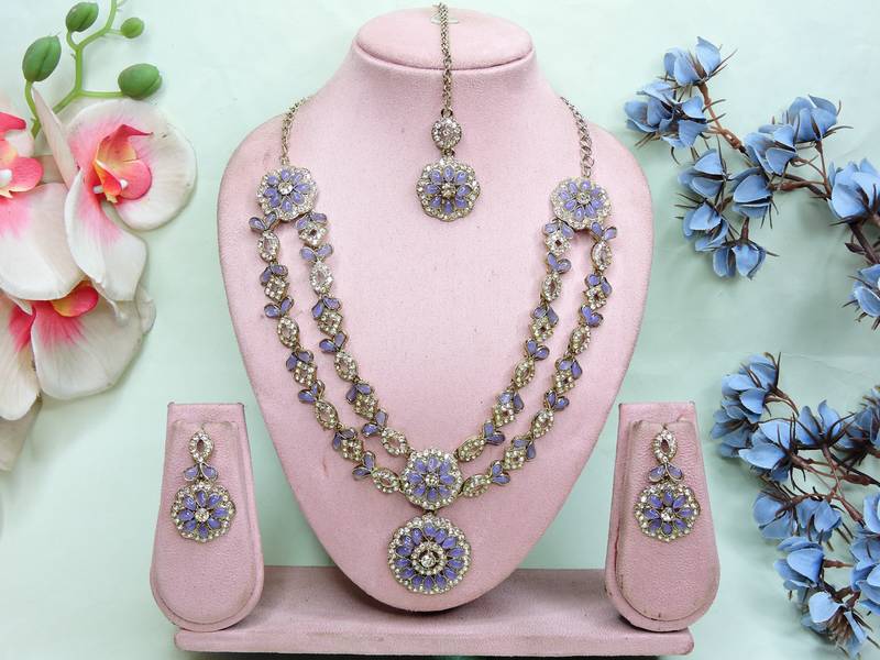 Purple designer premium festive wear necklace set