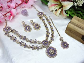 Purple designer premium festive wear necklace set 2