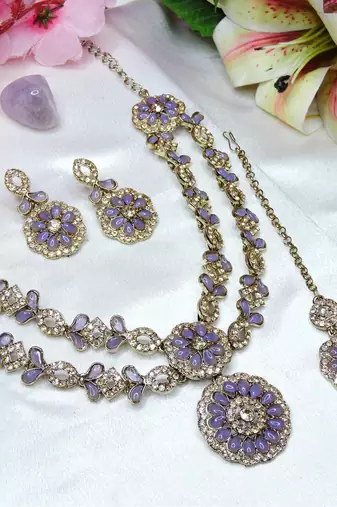Purple designer premium festive wear necklace set