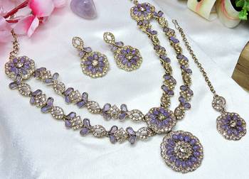 Purple designer premium festive wear necklace set 3