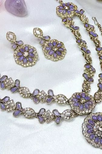 Purple designer premium festive wear necklace set