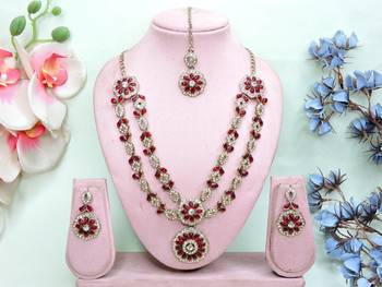 Maroon designer premium festive wear necklace set 1