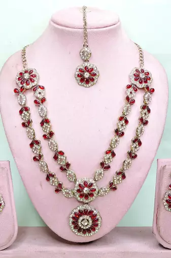 Maroon designer premium festive wear necklace set