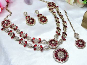 Maroon designer premium festive wear necklace set 2