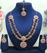 Pink designer premium festive wear necklace set