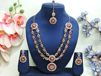Purple designer premium festive wear necklace set 1