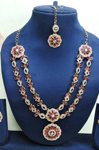 Purple designer premium festive wear necklace set
