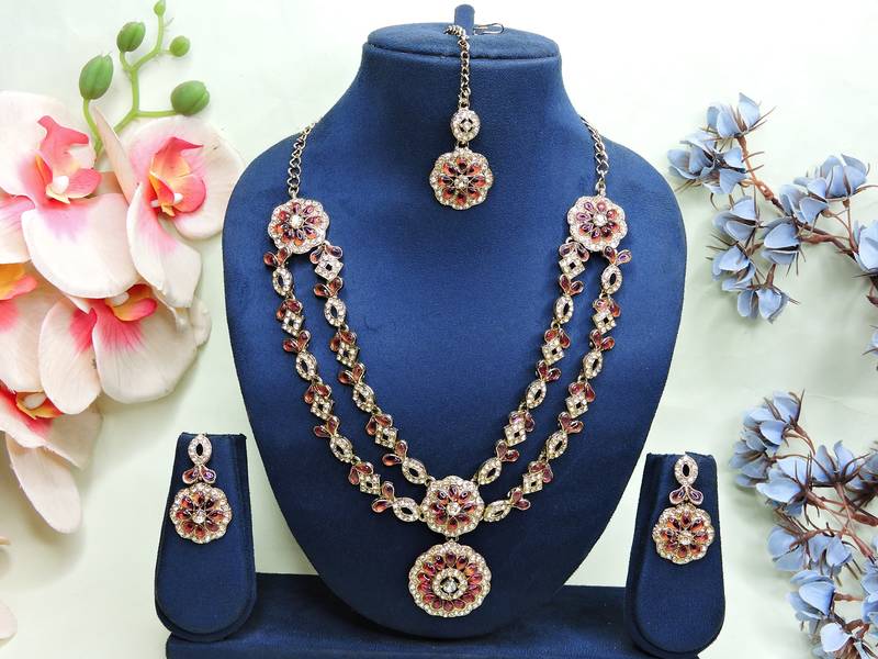 Purple designer premium festive wear necklace set
