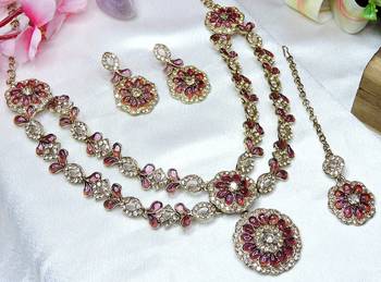 Purple designer premium festive wear necklace set 2