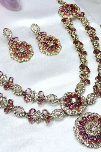 Purple designer premium festive wear necklace set