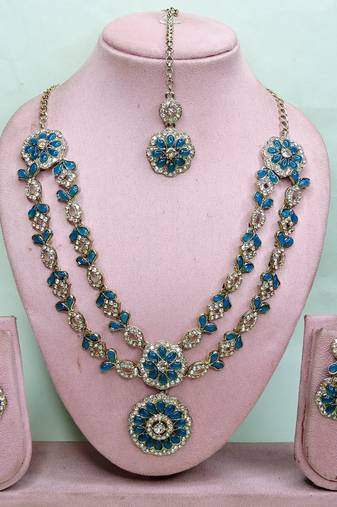 Turquoise designer premium festive wear necklace set
