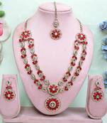 Red designer premium festive wear necklace set
