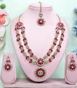 Red designer premium festive wear necklace set