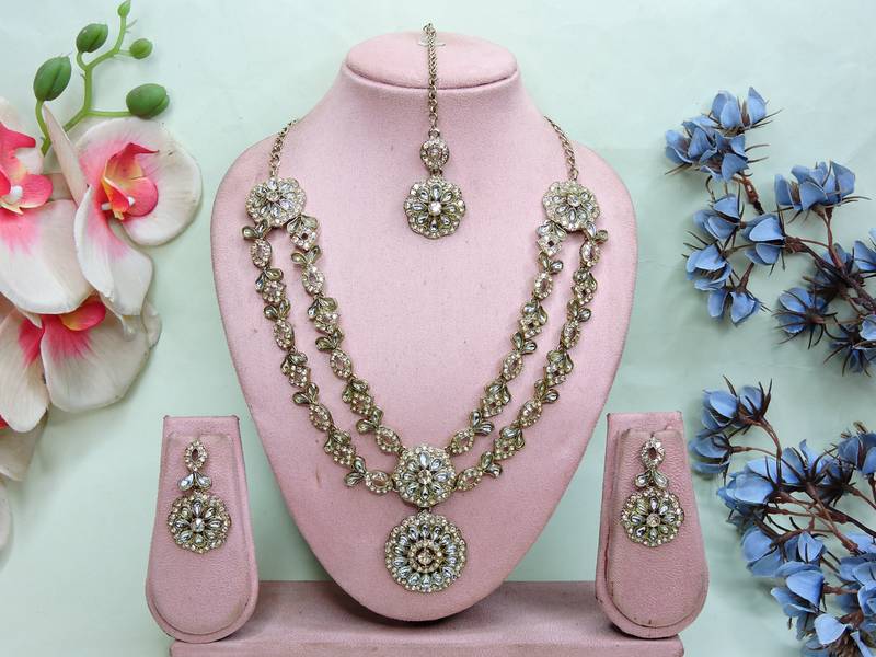 White designer premium festive wear necklace set