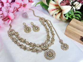 White designer premium festive wear necklace set 2