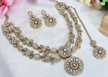 White designer premium festive wear necklace set 3