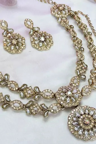White designer premium festive wear necklace set