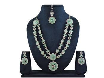 Turquoise designer premium festive wear necklace set 1