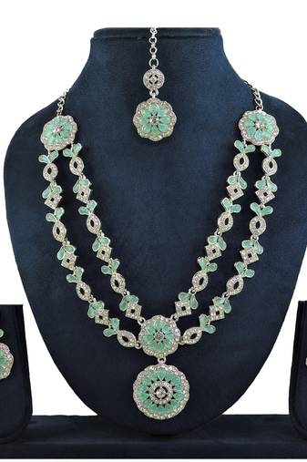 Turquoise designer premium festive wear necklace set