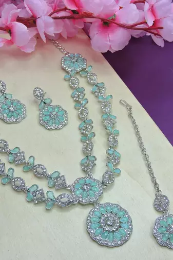 Turquoise designer premium festive wear necklace set
