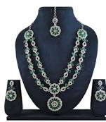 Green designer premium festive wear necklace set