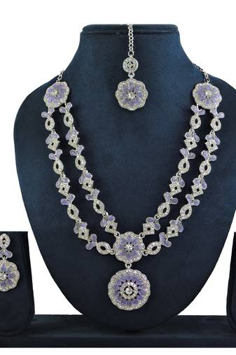 Purple designer premium festive wear necklace set