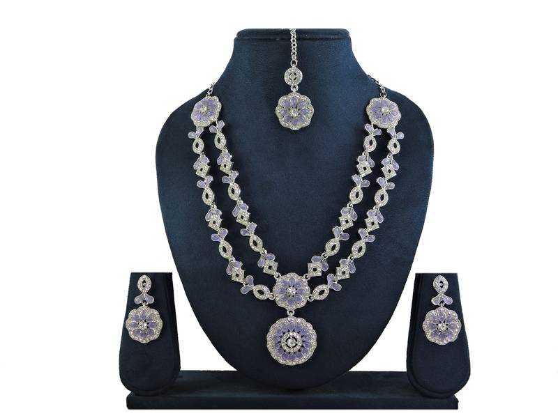 Purple designer premium festive wear necklace set