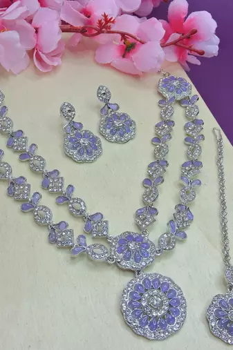 Purple designer premium festive wear necklace set