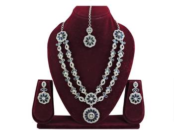 Blue designer premium festive wear necklace set 1