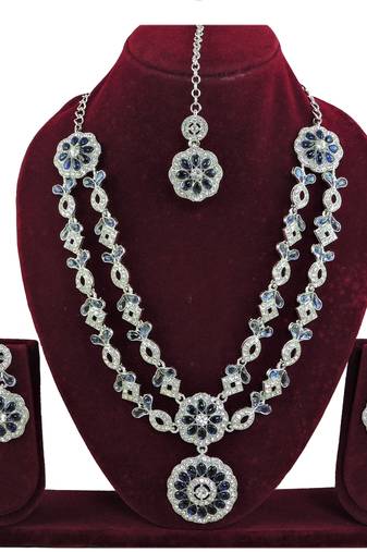 Blue designer premium festive wear necklace set