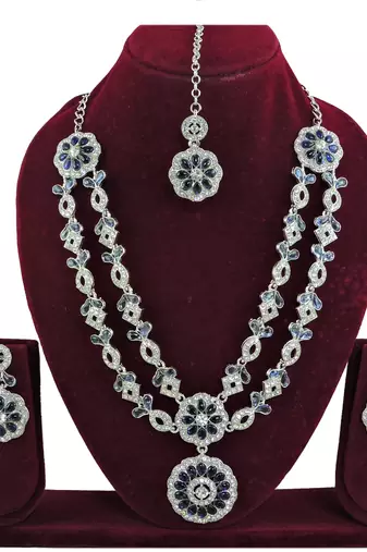 Blue designer premium festive wear necklace set