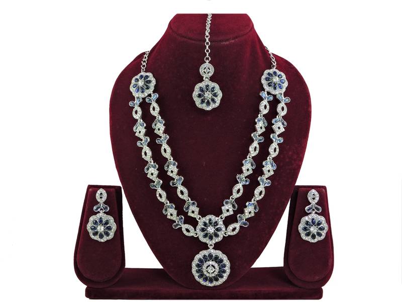 Blue designer premium festive wear necklace set