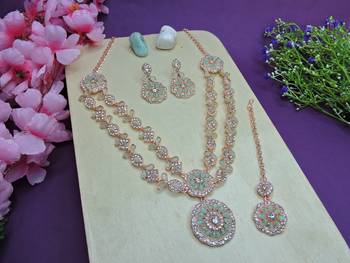 Turquoise designer premium festive wear necklace set 2