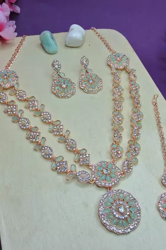Turquoise designer premium festive wear necklace set