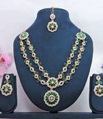 Green designer premium festive wear necklace set