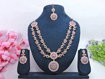 Purple designer premium festive wear necklace set 1