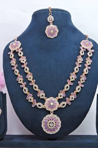 Purple designer premium festive wear necklace set