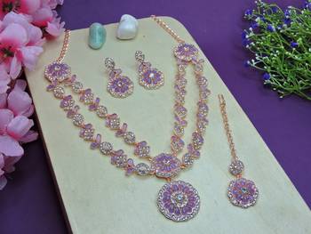 Purple designer premium festive wear necklace set 2