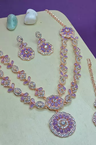 Purple designer premium festive wear necklace set