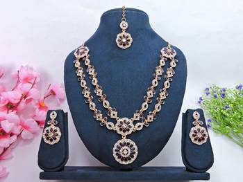 Blue designer premium festive wear necklace set 1