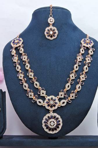 Blue designer premium festive wear necklace set