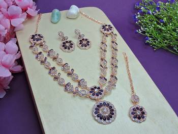 Blue designer premium festive wear necklace set 2