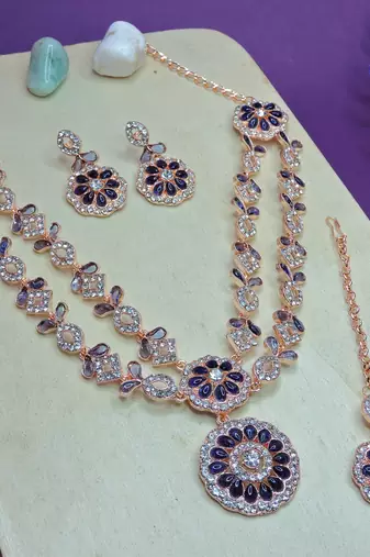 Blue designer premium festive wear necklace set