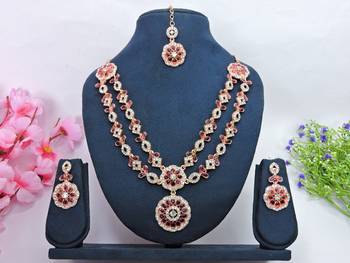 Purple designer premium festive wear necklace set 1